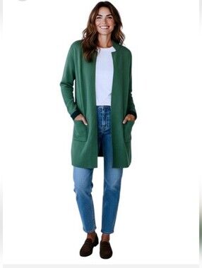 J. Jill Majestic Open-Front Long Cardigan In Mistletoe,boxwood. Retail For $119.